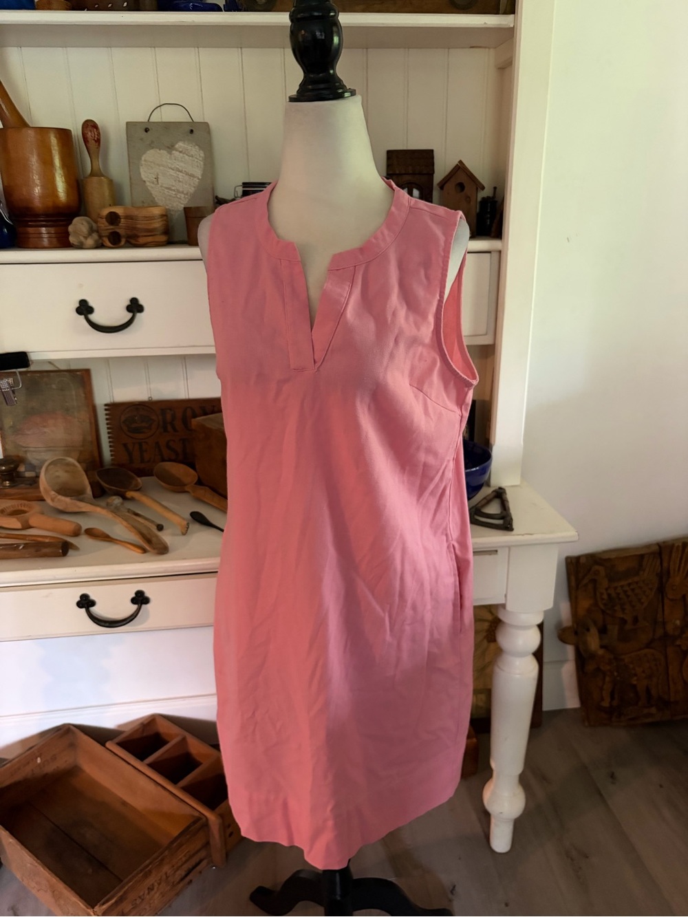 DKR Sleeveless Pink Linen Blend Shift Dress